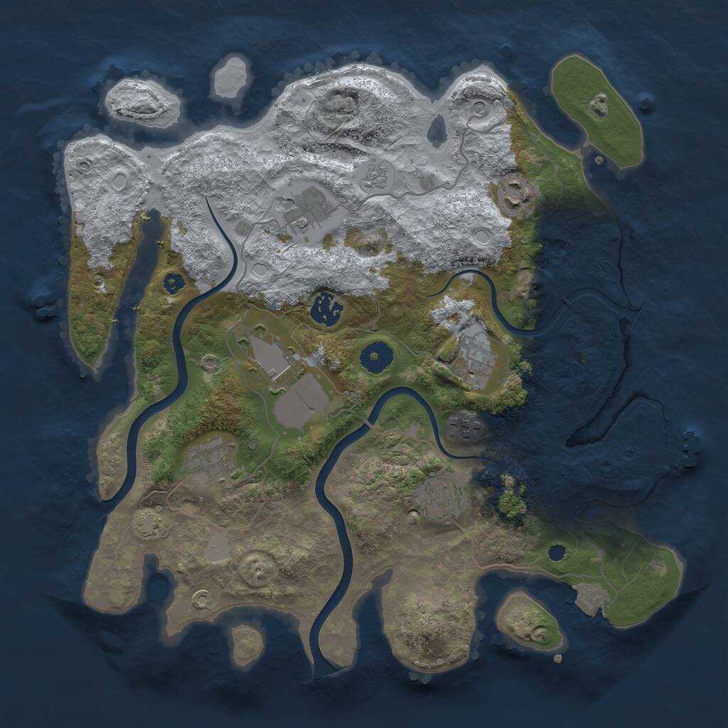 Rust Map: Procedural Map, Size: 3500, Seed: 1320748412, 13 Monuments