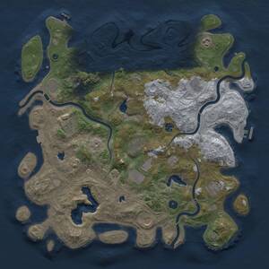 Thumbnail Rust Map: Procedural Map, Size: 4500, Seed: 77250872, 16 Monuments