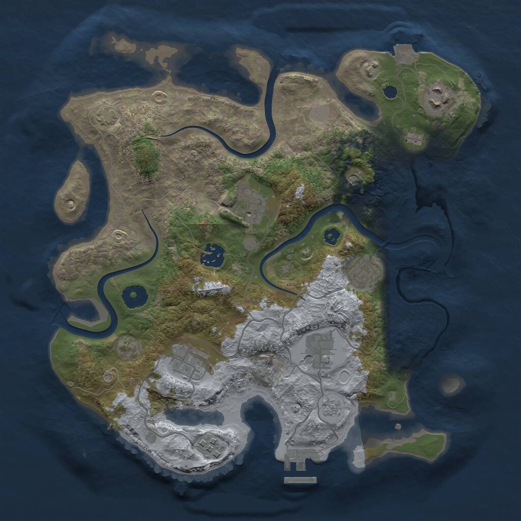 Rust Map: Procedural Map, Size: 3250, Seed: 1742283019, 12 Monuments