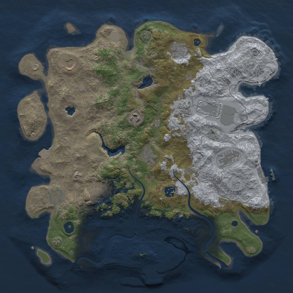 Rust Map: Procedural Map, Size: 4000, Seed: 135994701, 17 Monuments