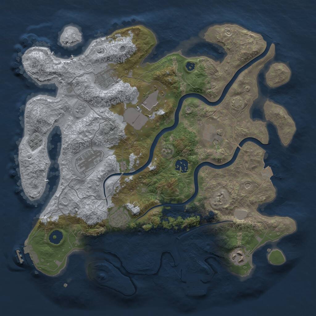 Rust Map: Procedural Map, Size: 3500, Seed: 863445059, 14 Monuments