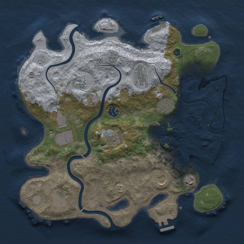 Rust Map: Procedural Map, Size: 3500, Seed: 50927597, 16 Monuments