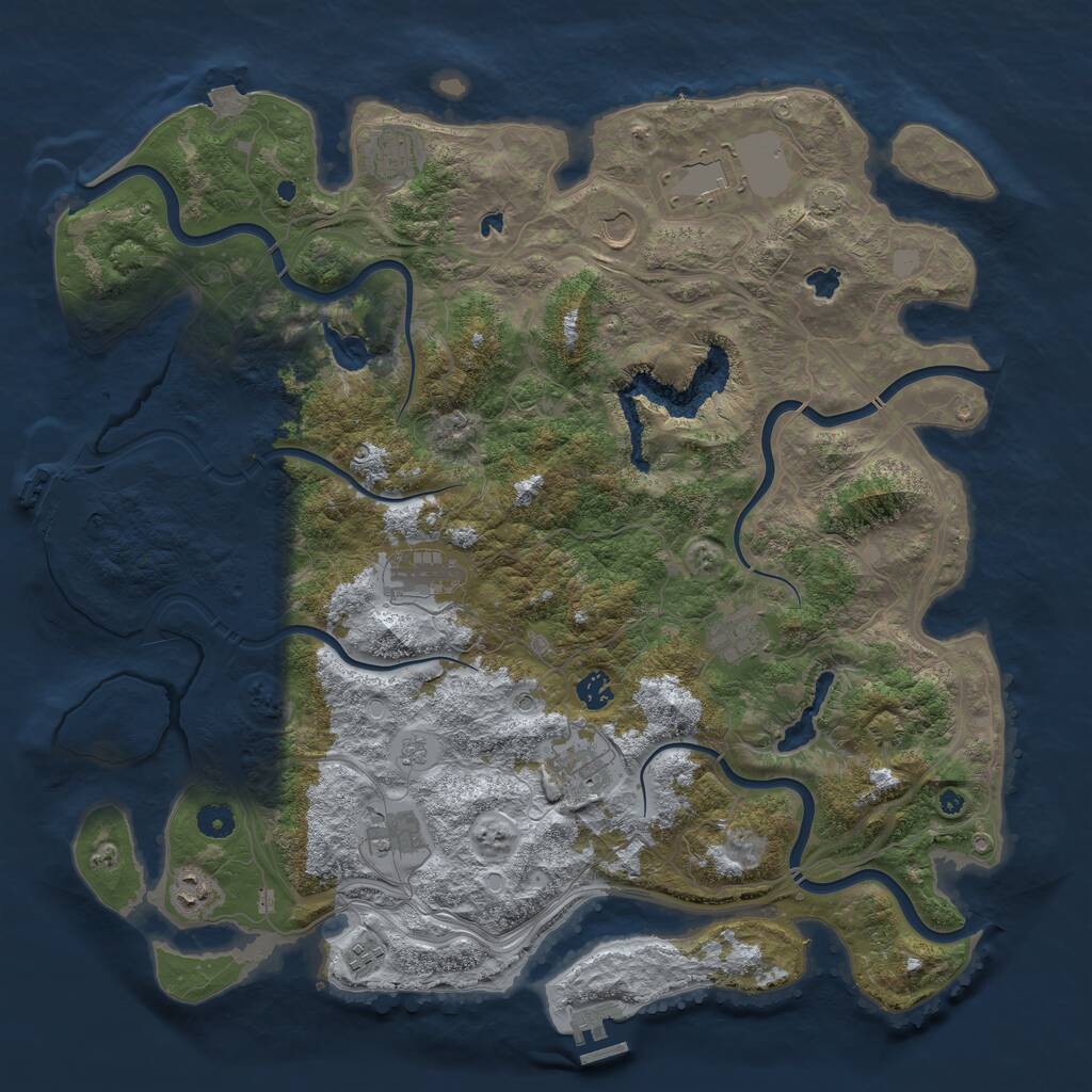 Rust Map: Procedural Map, Size: 4500, Seed: 443705331, 16 Monuments