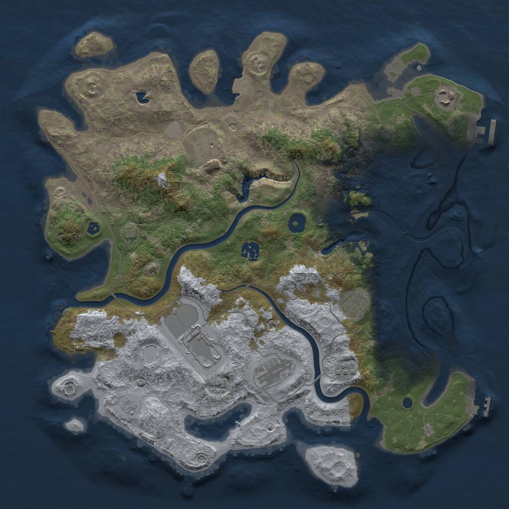 Rust Map: Procedural Map, Size: 4000, Seed: 915942701, 13 Monuments