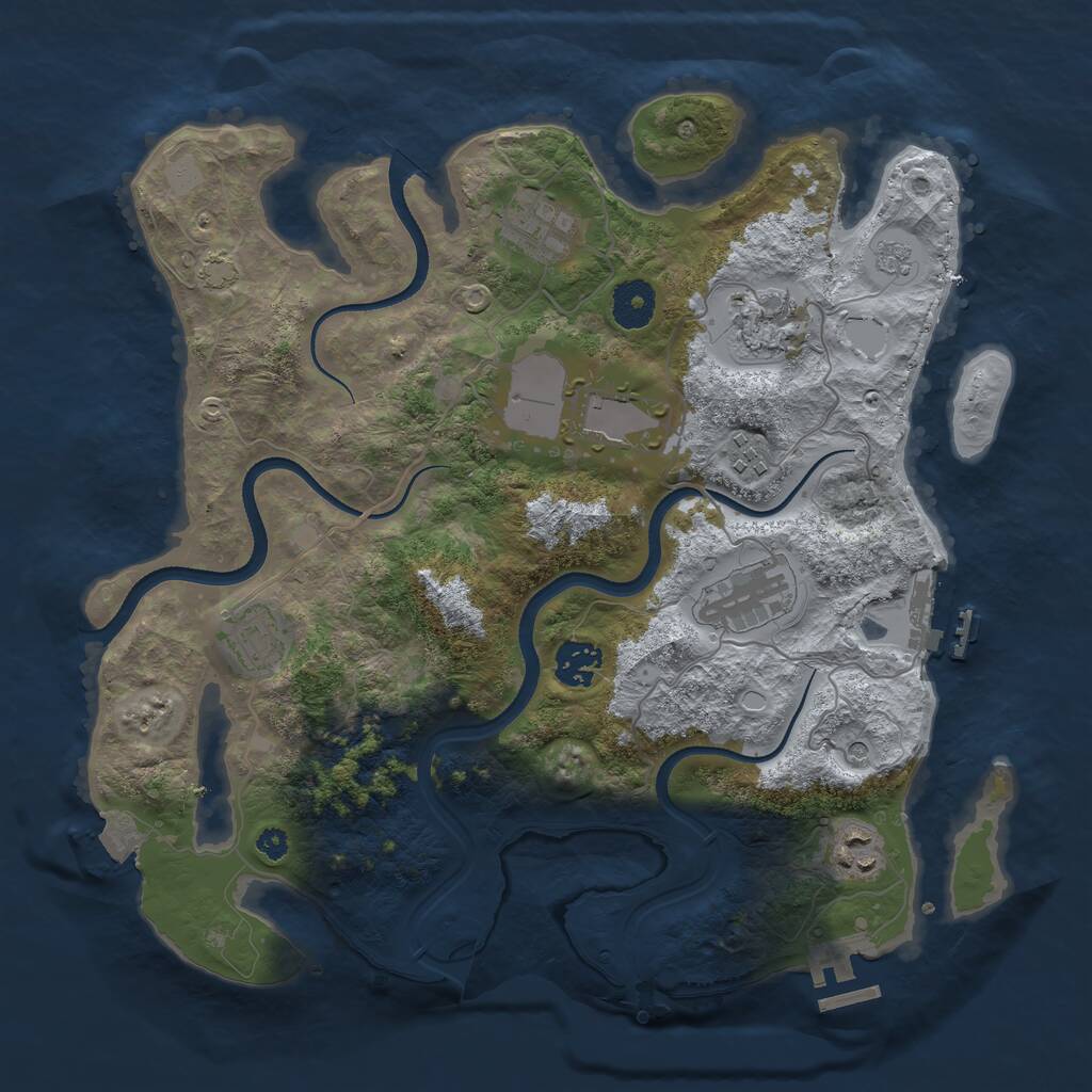 Rust Map: Procedural Map, Size: 3500, Seed: 12358645, 14 Monuments