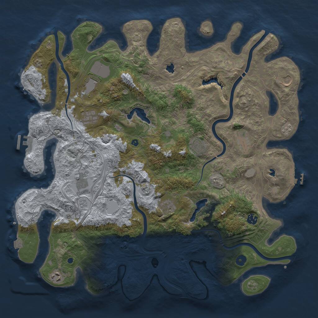 Rust Map: Procedural Map, Size: 4500, Seed: 1825072959, 16 Monuments