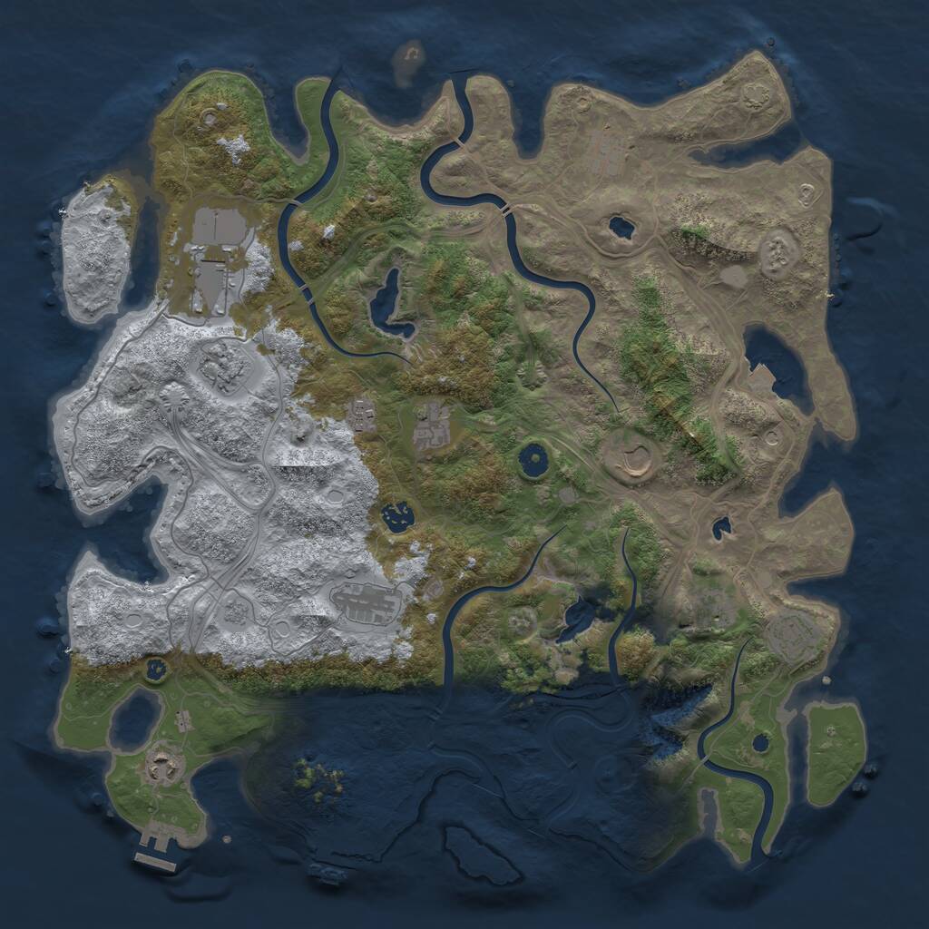 Rust Map: Procedural Map, Size: 4500, Seed: 1034792343, 17 Monuments