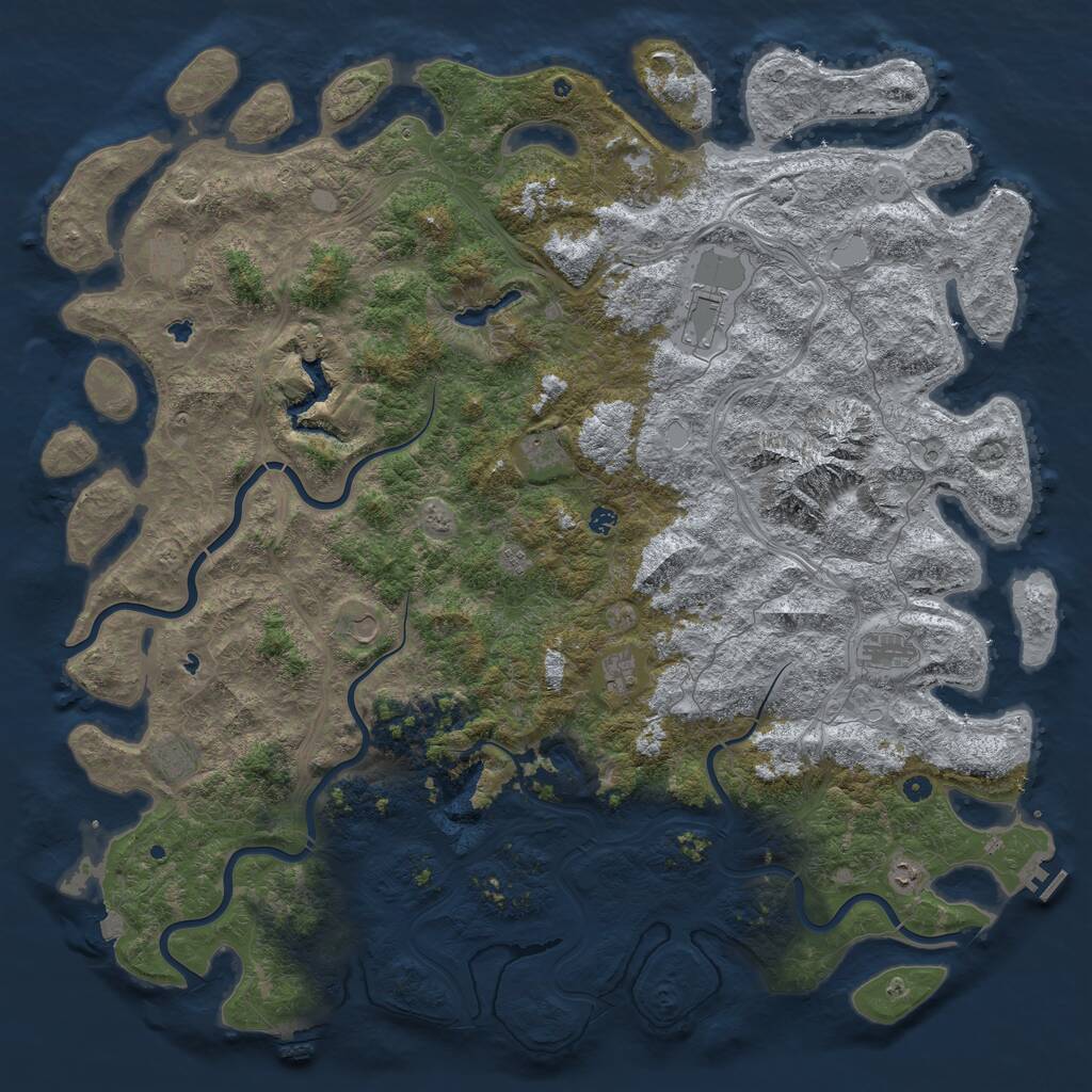 Rust Map: Procedural Map, Size: 6000, Seed: 14042017, 17 Monuments