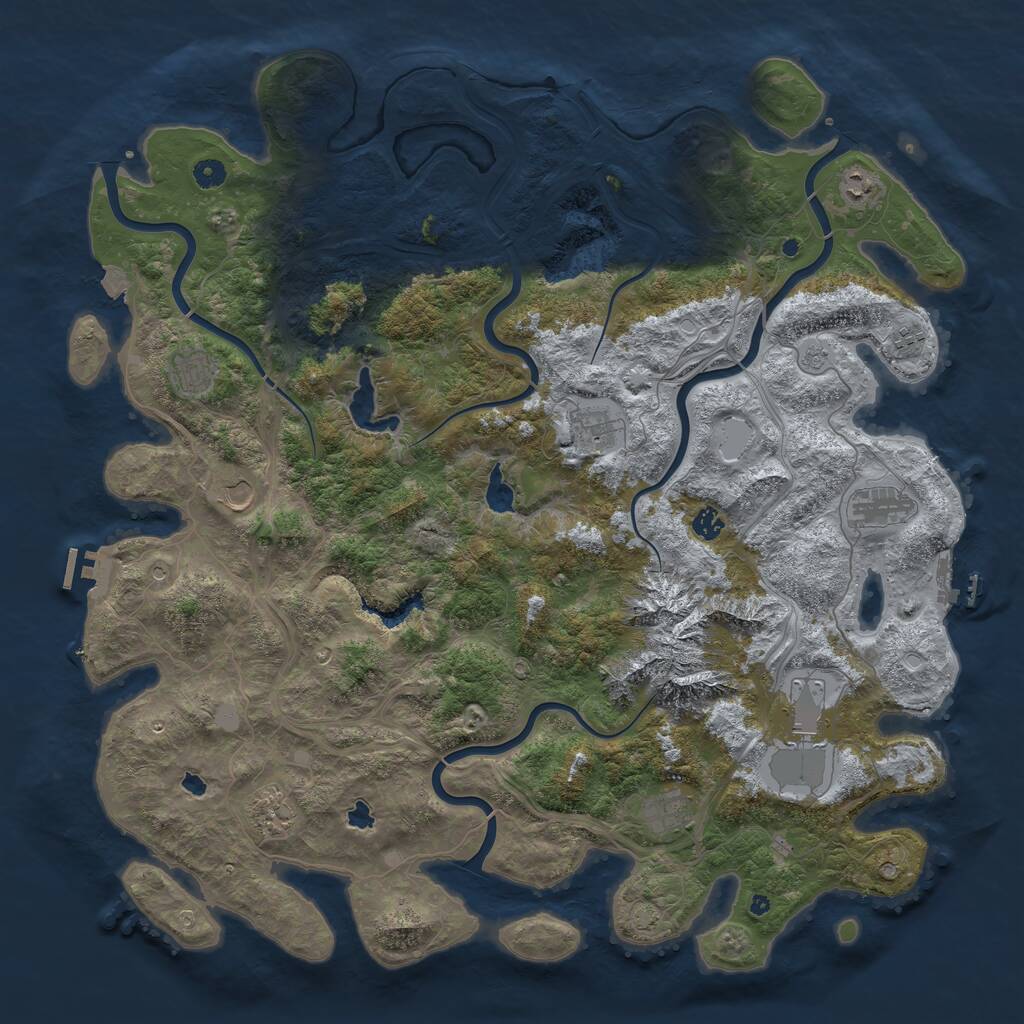 Rust Map: Procedural Map, Size: 5000, Seed: 433647519, 16 Monuments