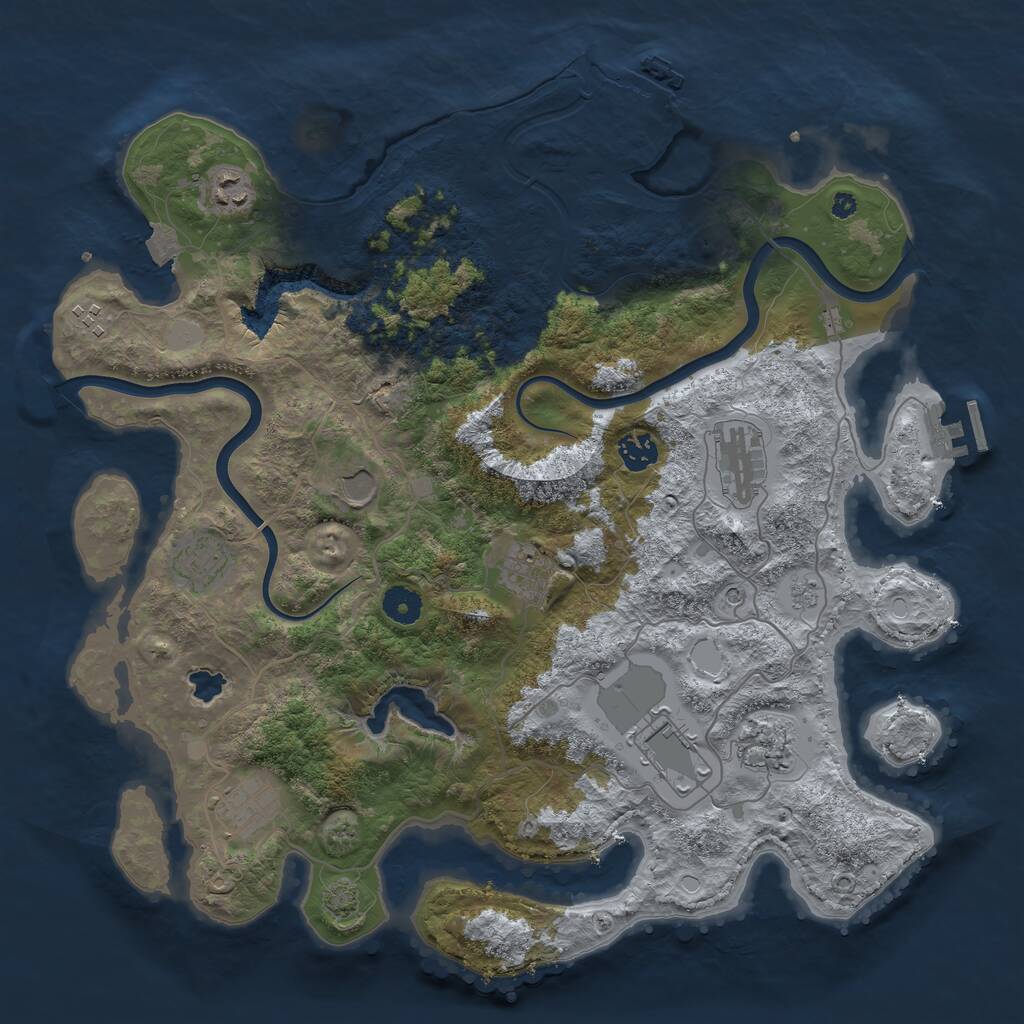 Rust Map: Procedural Map, Size: 4000, Seed: 1280009935, 16 Monuments