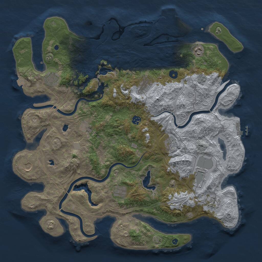 Rust Map: Procedural Map, Size: 4500, Seed: 77985941, 17 Monuments