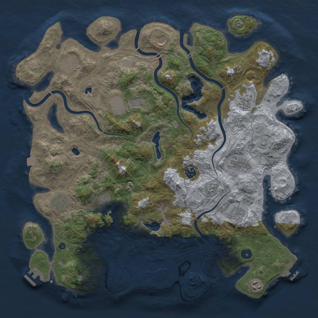 Rust Map: Procedural Map, Size: 4500, Seed: 1390379444, 17 Monuments
