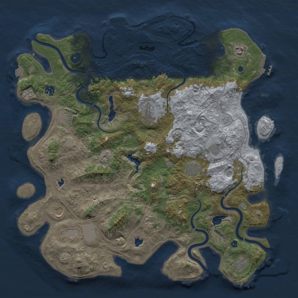 Rust Map: Procedural Map, Size: 4500, Seed: 316277684, 17 Monuments