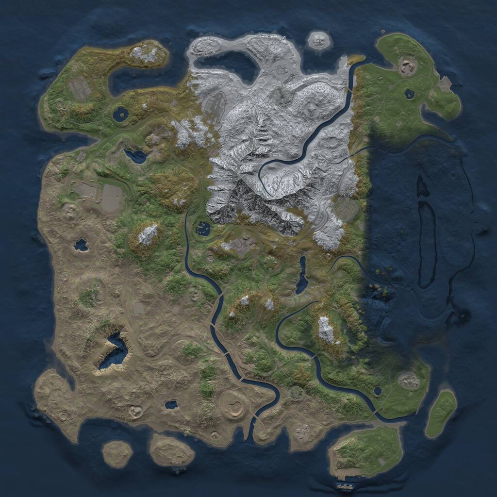 Rust Map: Procedural Map, Size: 5000, Seed: 1035417194, 16 Monuments