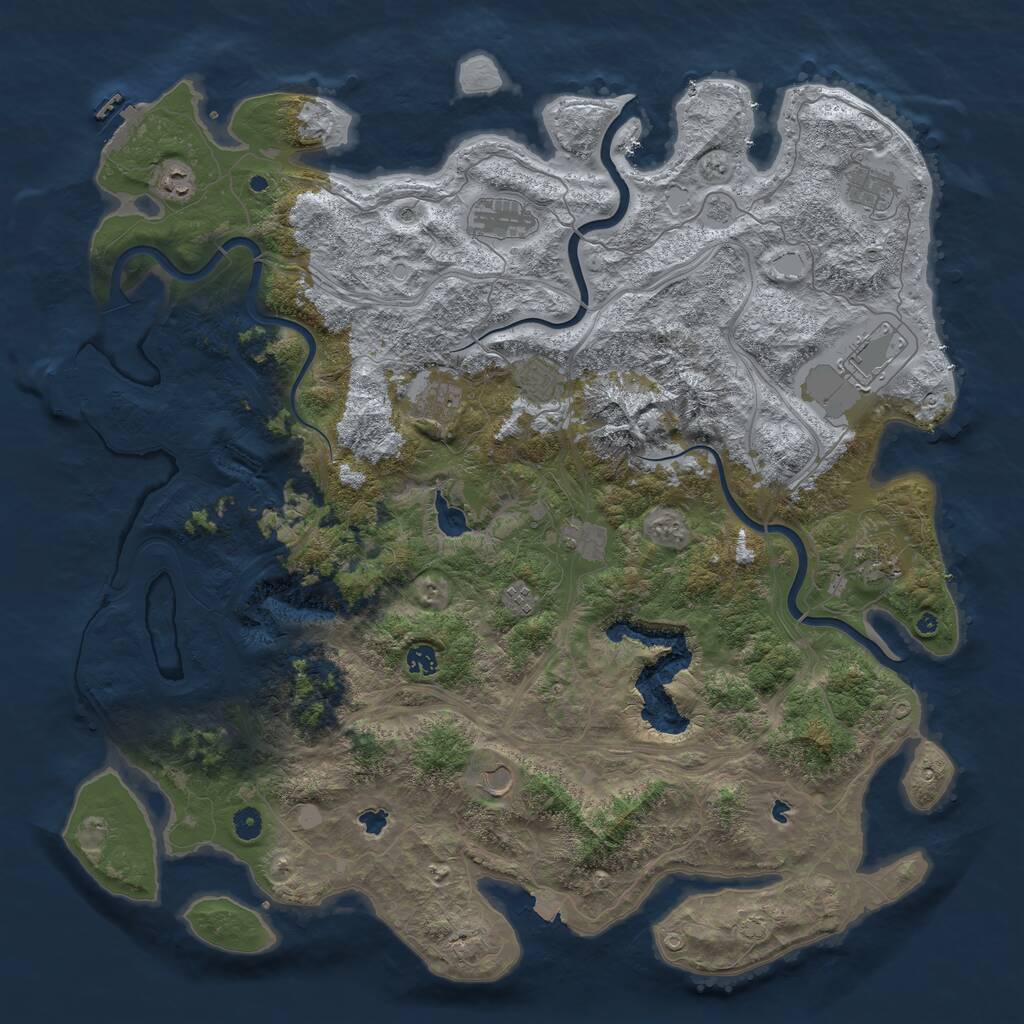 Rust Map: Procedural Map, Size: 5000, Seed: 6767, 17 Monuments
