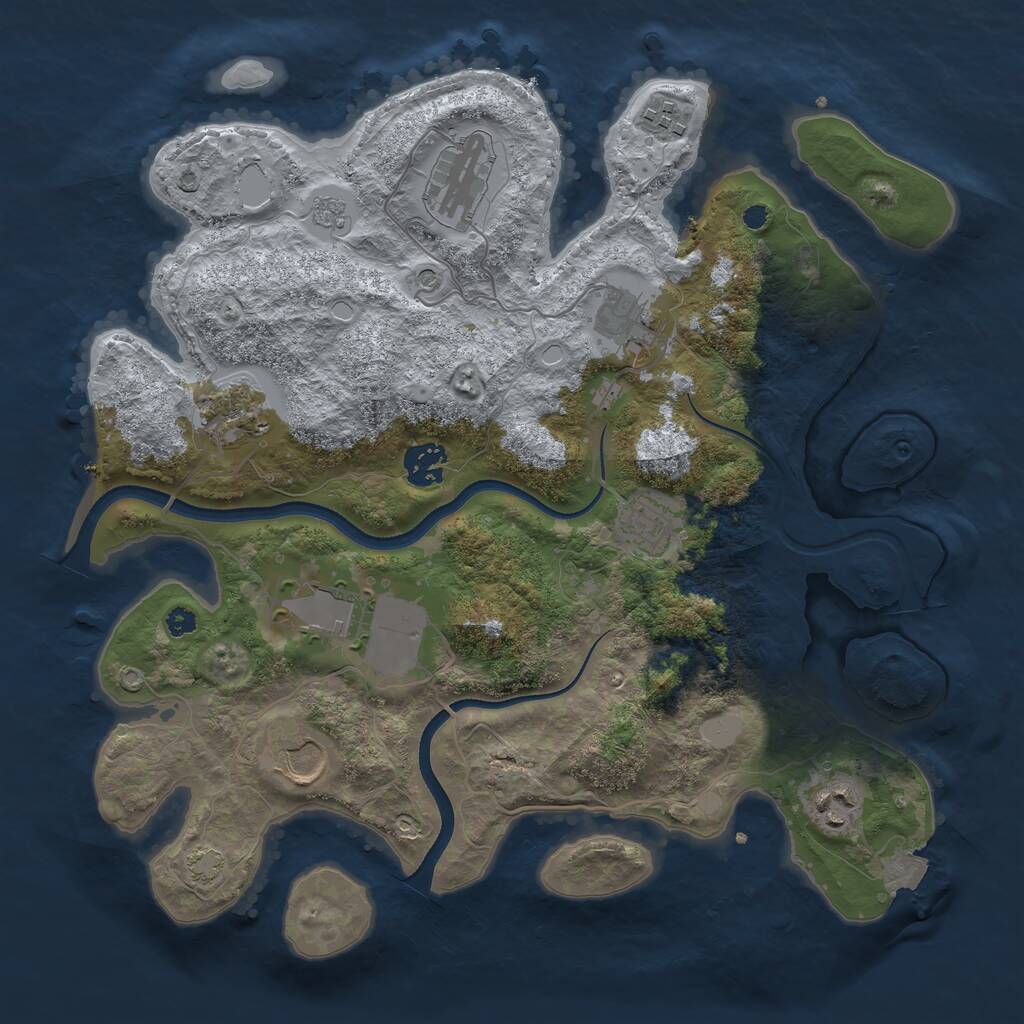 Rust Map: Procedural Map, Size: 3500, Seed: 41531956, 13 Monuments