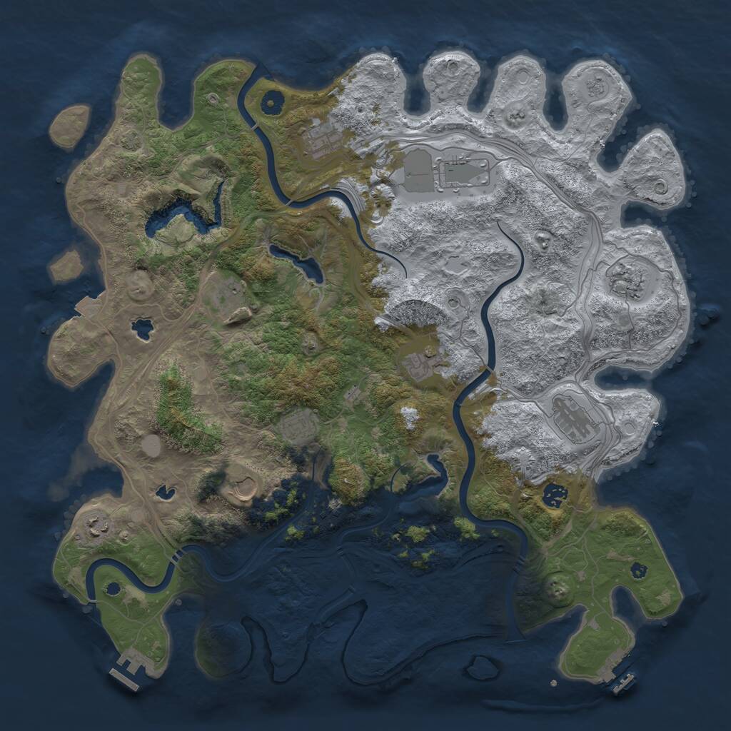 Rust Map: Procedural Map, Size: 4500, Seed: 48809215, 17 Monuments