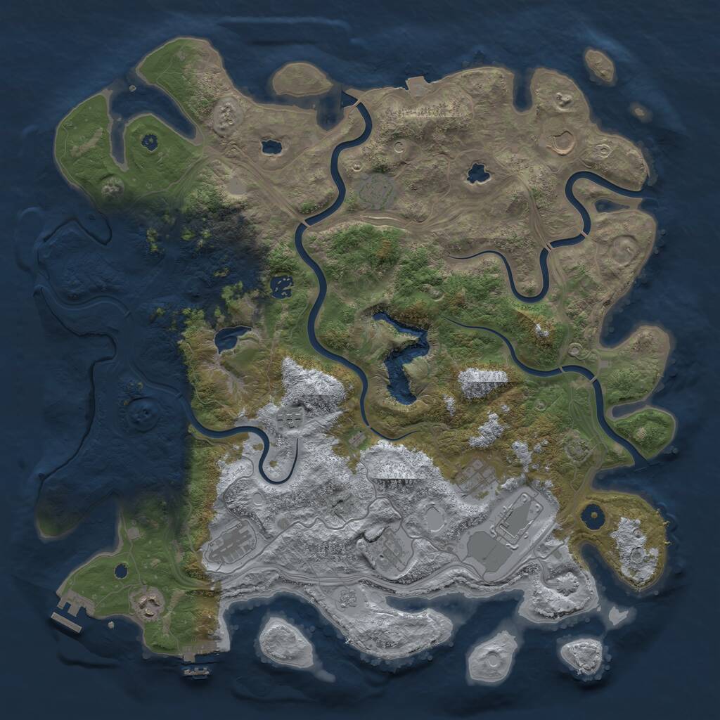 Rust Map: Procedural Map, Size: 4500, Seed: 834884428, 15 Monuments