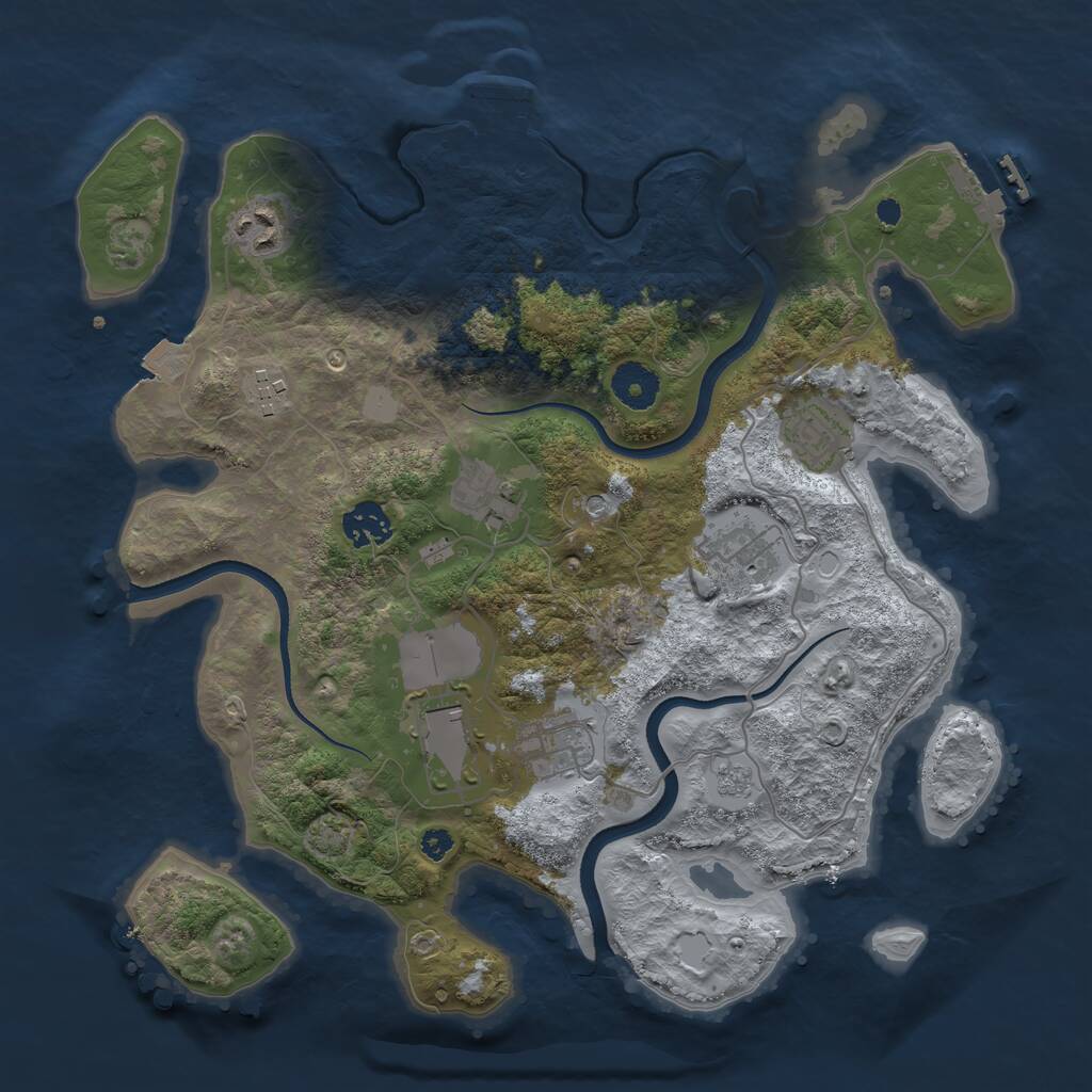 Rust Map: Procedural Map, Size: 3500, Seed: 1378707302, 14 Monuments