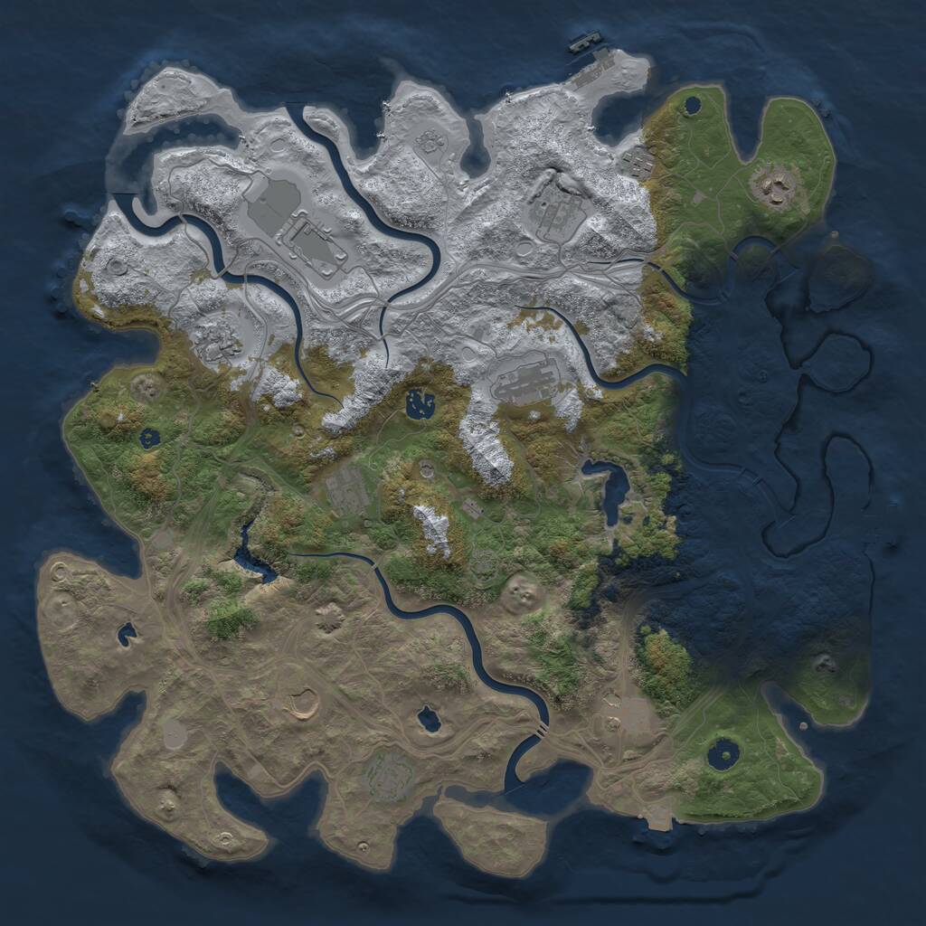 Rust Map: Procedural Map, Size: 4500, Seed: 160280175, 17 Monuments