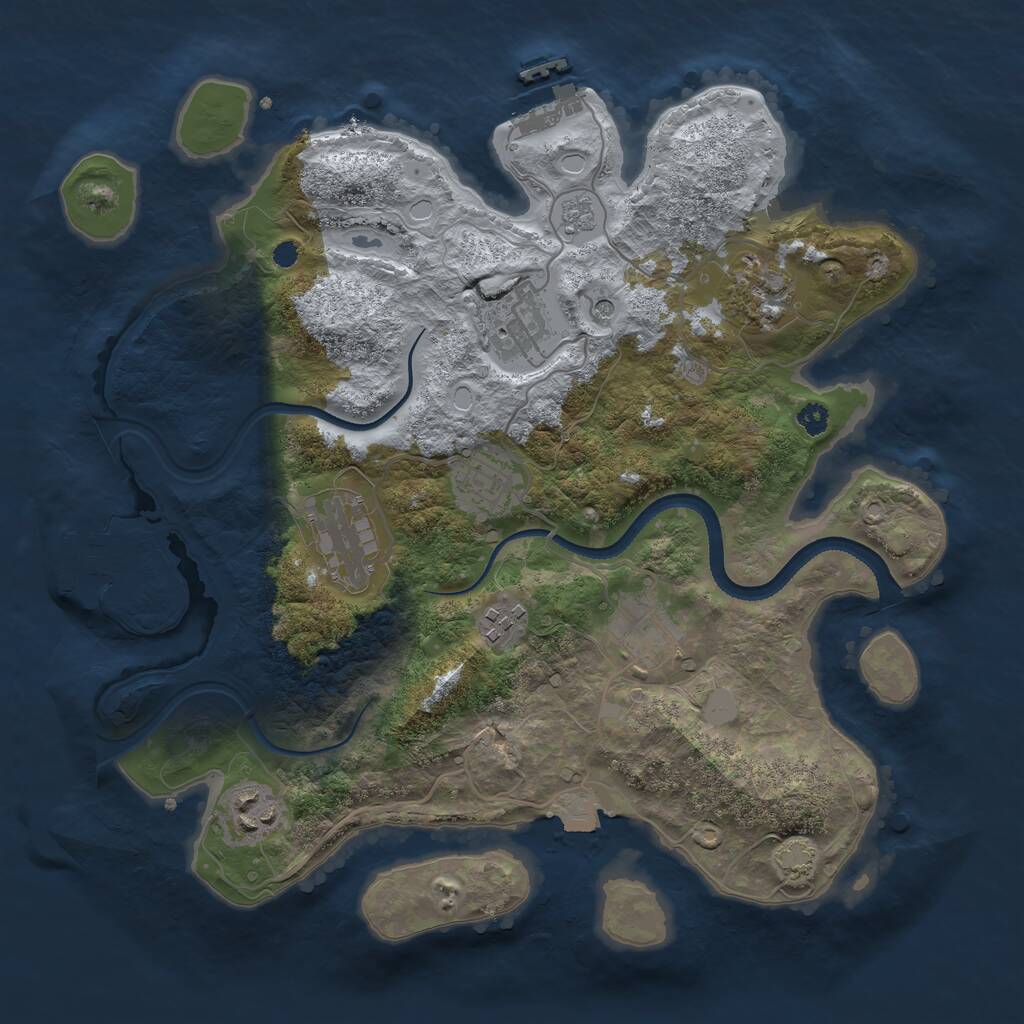 Rust Map: Procedural Map, Size: 3300, Seed: 1378167375, 13 Monuments