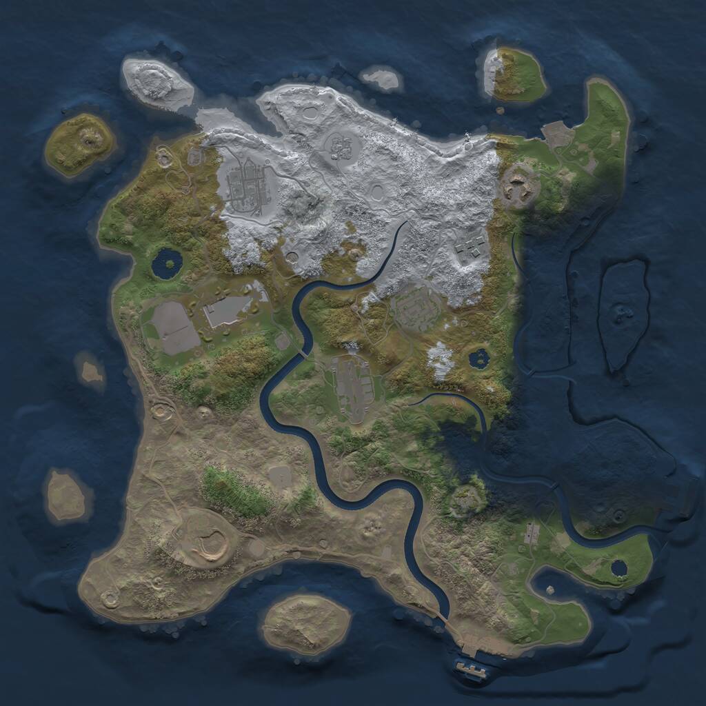 Rust Map: Procedural Map, Size: 3500, Seed: 146851215, 13 Monuments