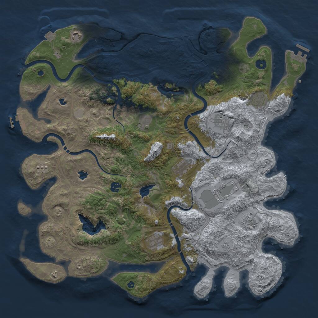 Rust Map: Procedural Map, Size: 4500, Seed: 13932, 16 Monuments