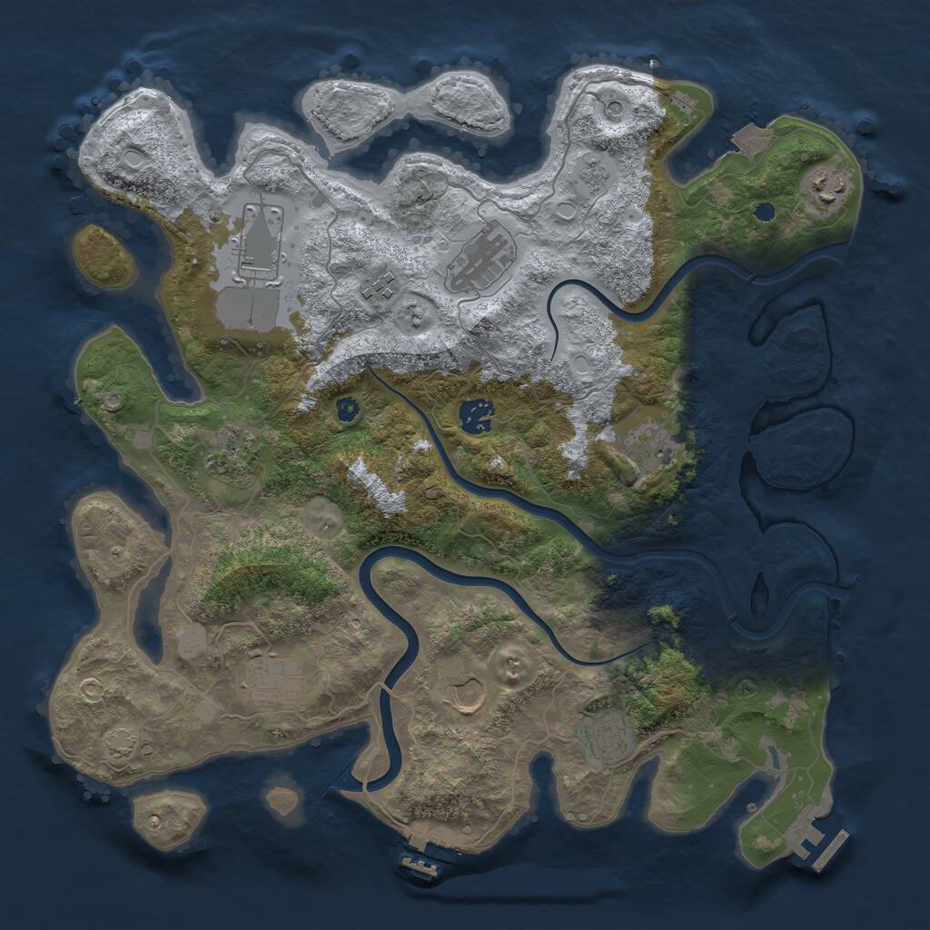 Rust Map: Procedural Map, Size: 3850, Seed: 198871217, 16 Monuments