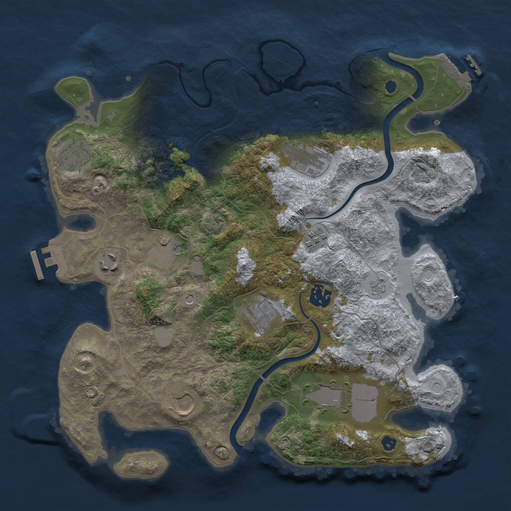 Rust Map: Procedural Map, Size: 3500, Seed: 758429183, 15 Monuments