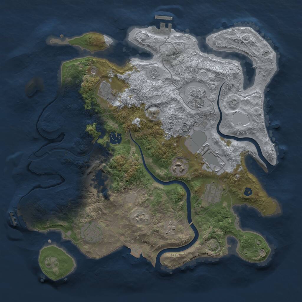 Rust Map: Procedural Map, Size: 3500, Seed: 316828373, 15 Monuments
