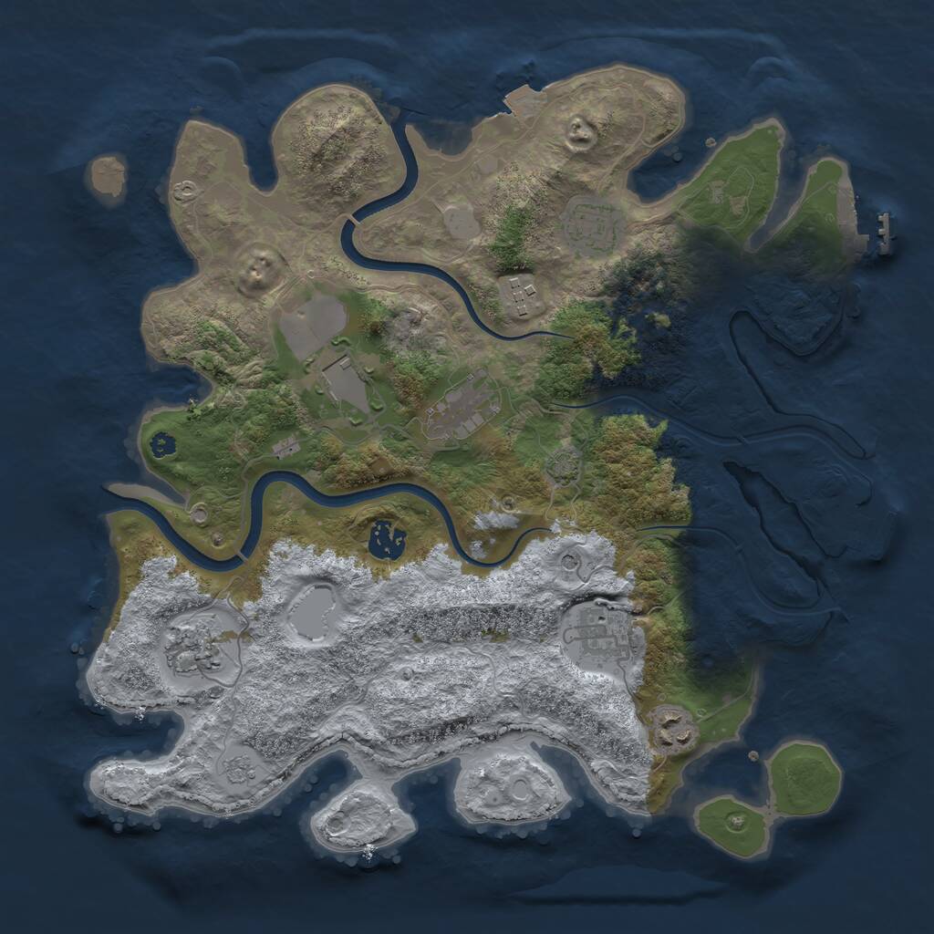 Rust Map: Procedural Map, Size: 3650, Seed: 115489990, 14 Monuments