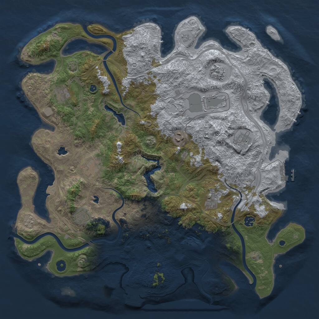 Rust Map: Procedural Map, Size: 4500, Seed: 1561473936, 16 Monuments