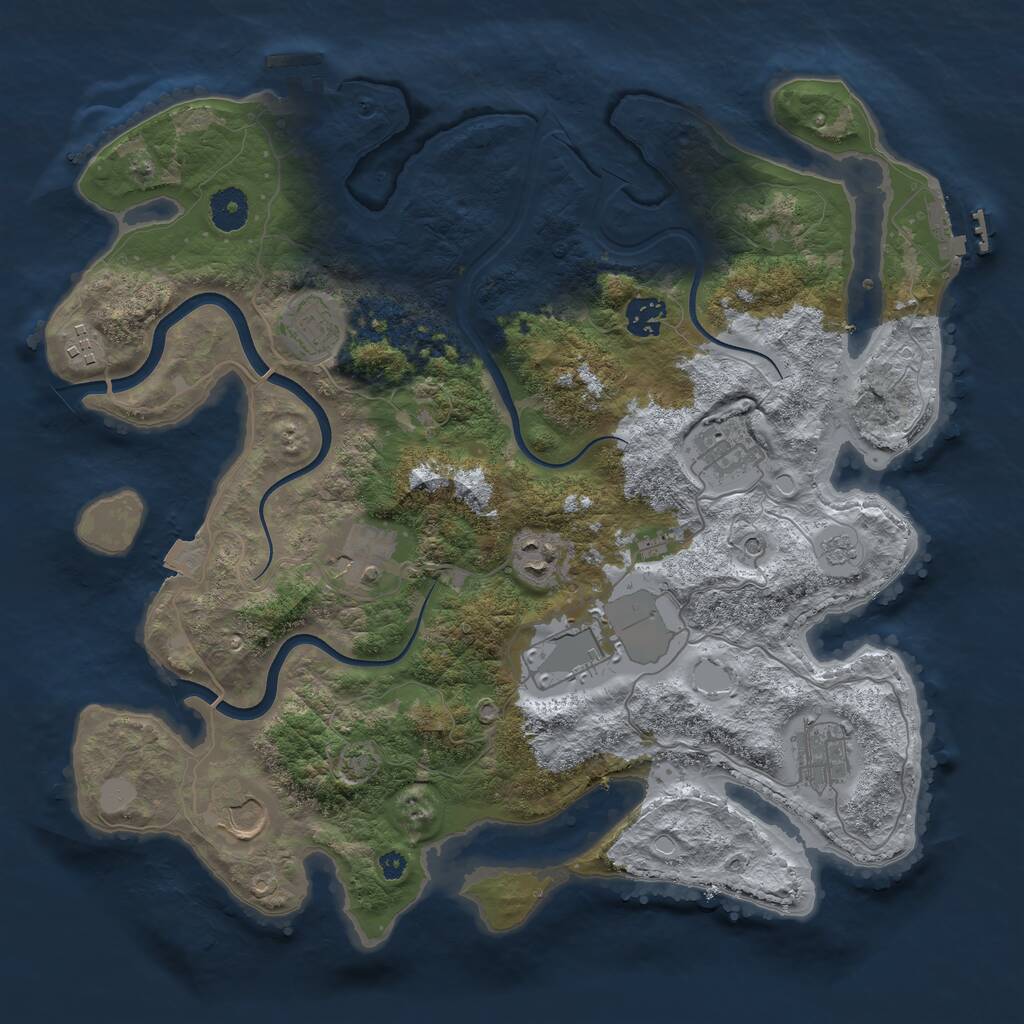 Rust Map: Procedural Map, Size: 3750, Seed: 1670548449, 15 Monuments