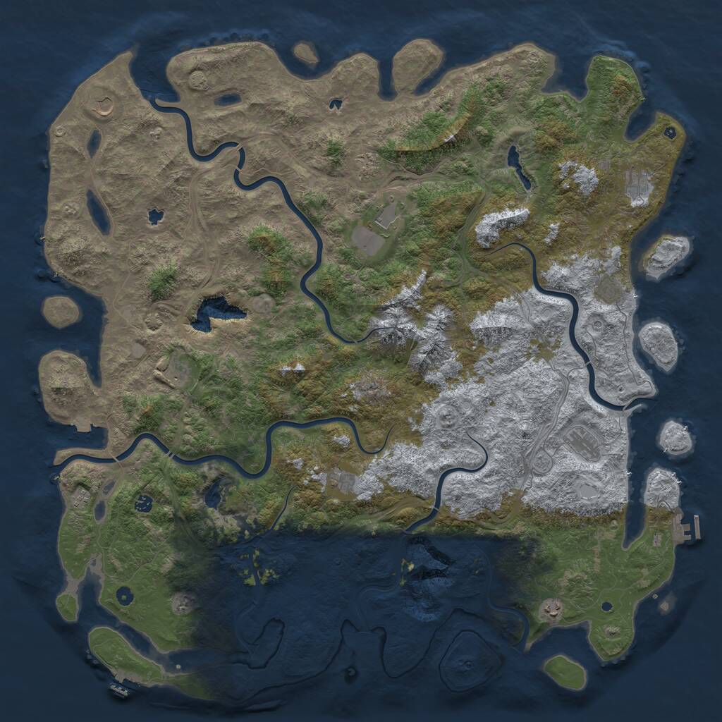 Rust Map: Procedural Map, Size: 6000, Seed: 1263439375, 17 Monuments