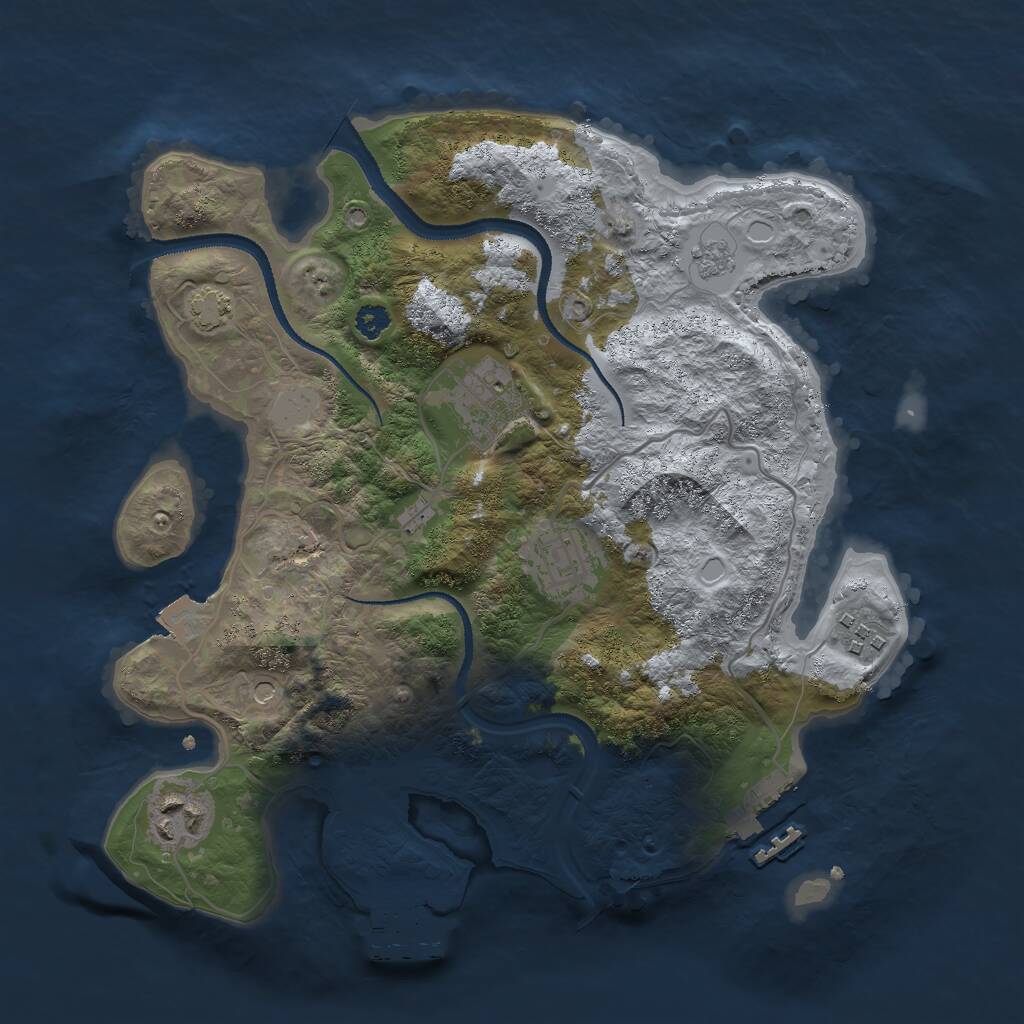 Rust Map: Procedural Map, Size: 3000, Seed: 51690, 10 Monuments
