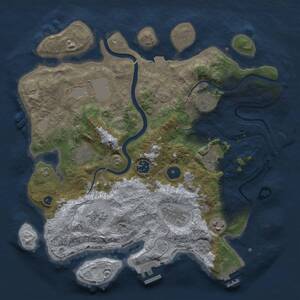 Thumbnail Rust Map: Procedural Map, Size: 3500, Seed: 677378, 15 Monuments