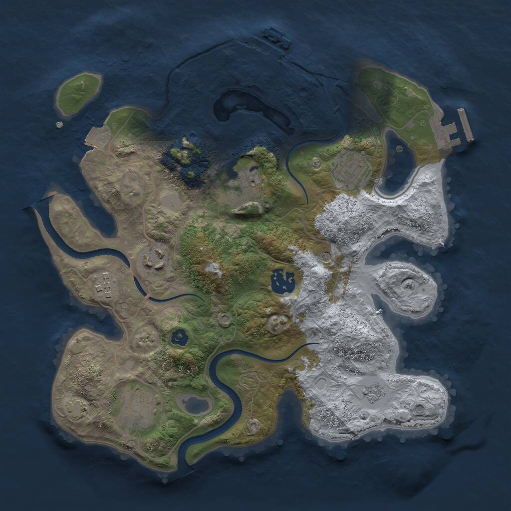 Rust Map: Procedural Map, Size: 3000, Seed: 6414, 12 Monuments