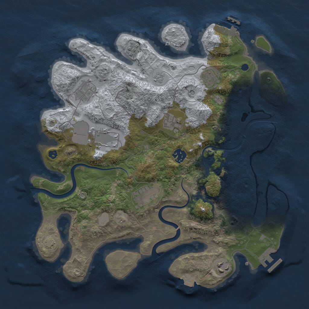 Rust Map: Procedural Map, Size: 3500, Seed: 926384511, 14 Monuments