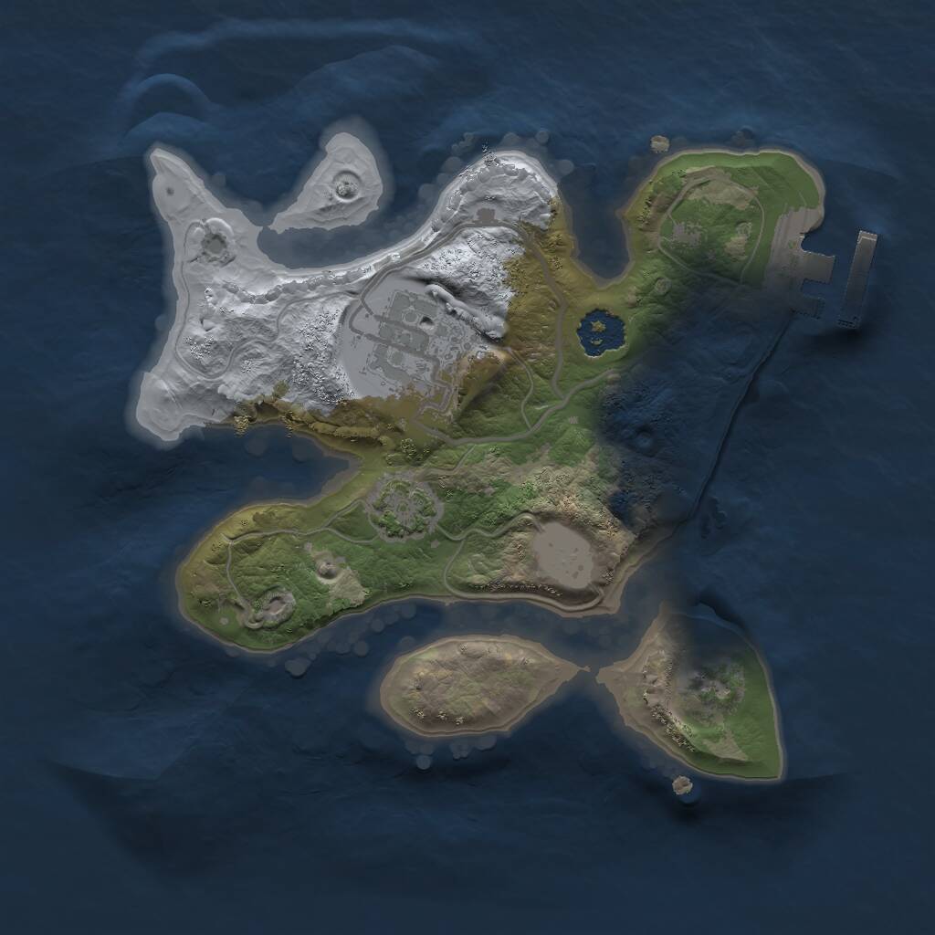 Rust Map: Procedural Map, Size: 2000, Seed: 1853736427, 4 Monuments