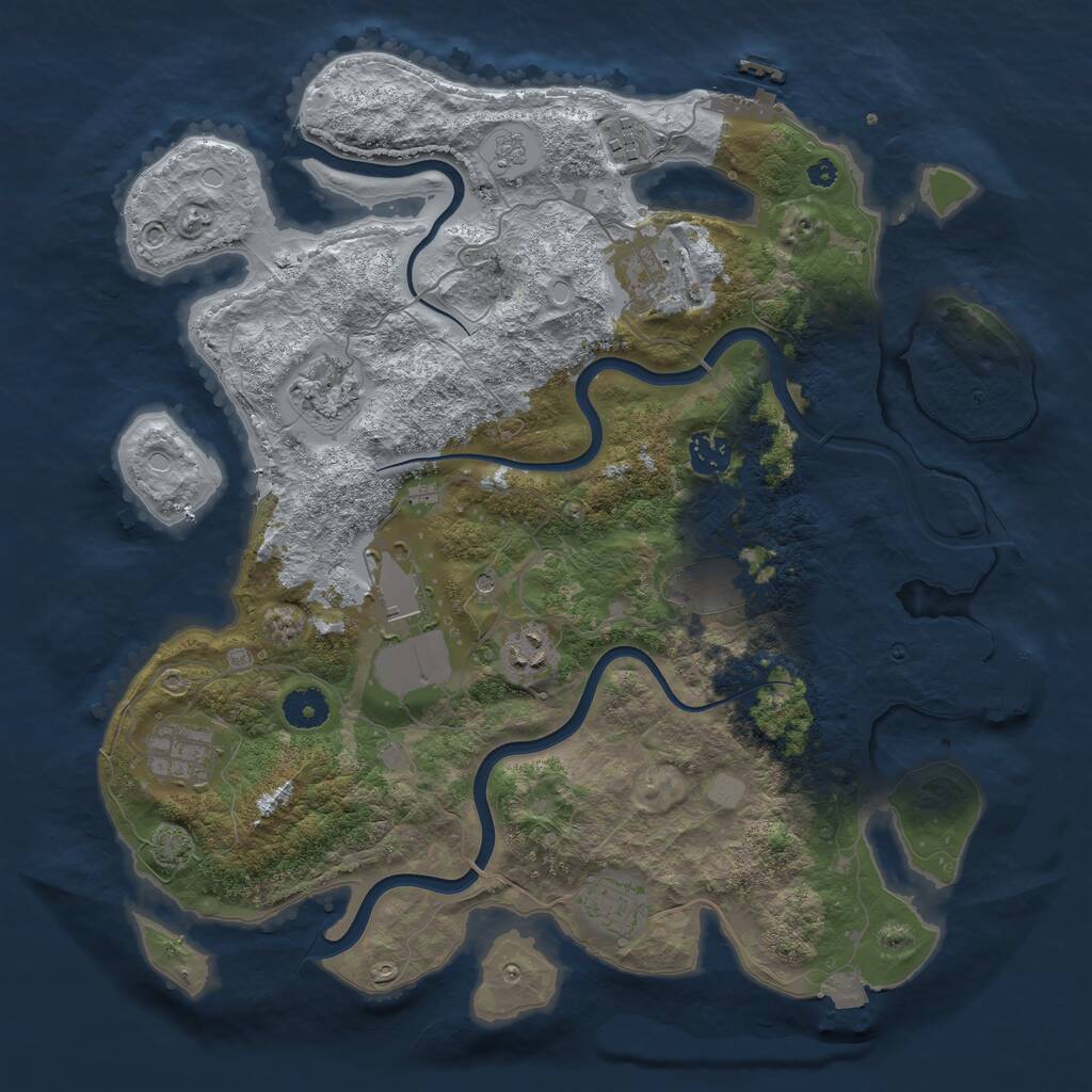 Rust Map: Procedural Map, Size: 3800, Seed: 1366964959, 15 Monuments