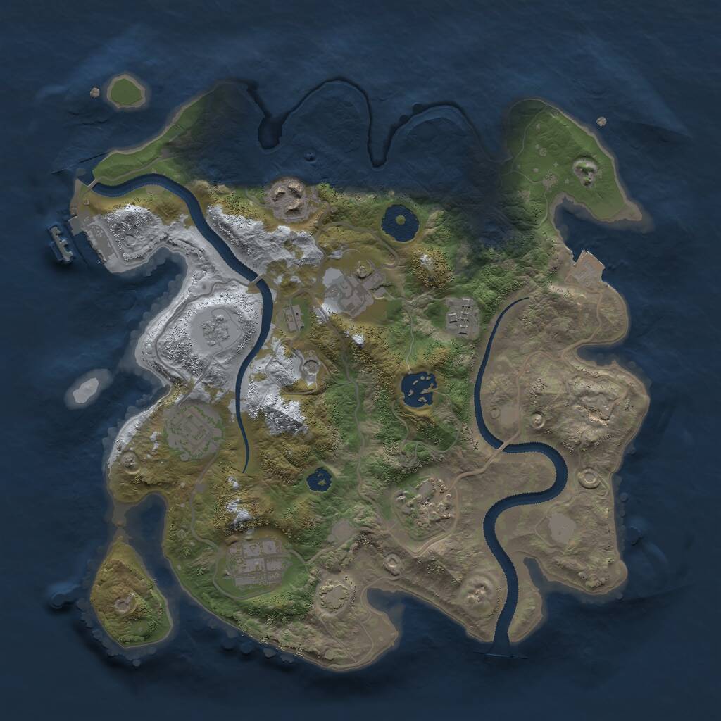 Rust Map: Procedural Map, Size: 3000, Seed: 3876291, 12 Monuments