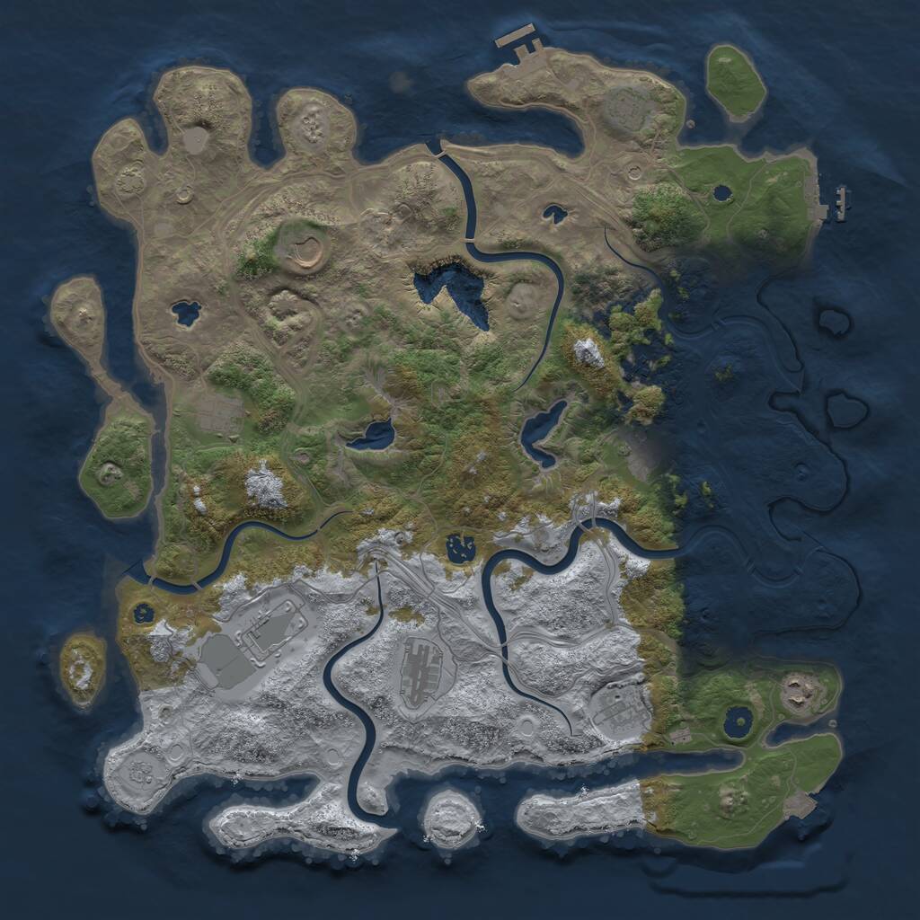 Rust Map: Procedural Map, Size: 4500, Seed: 374496326, 16 Monuments