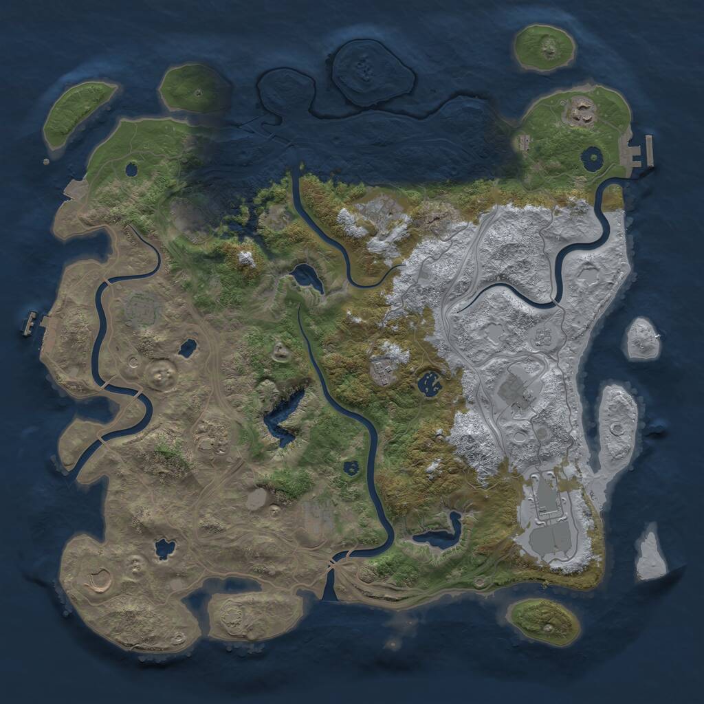 Rust Map: Procedural Map, Size: 4500, Seed: 24332434, 17 Monuments