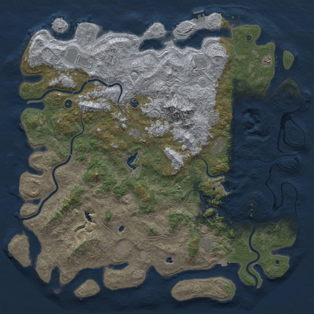 Rust Map: Procedural Map, Size: 6000, Seed: 483187, 17 Monuments