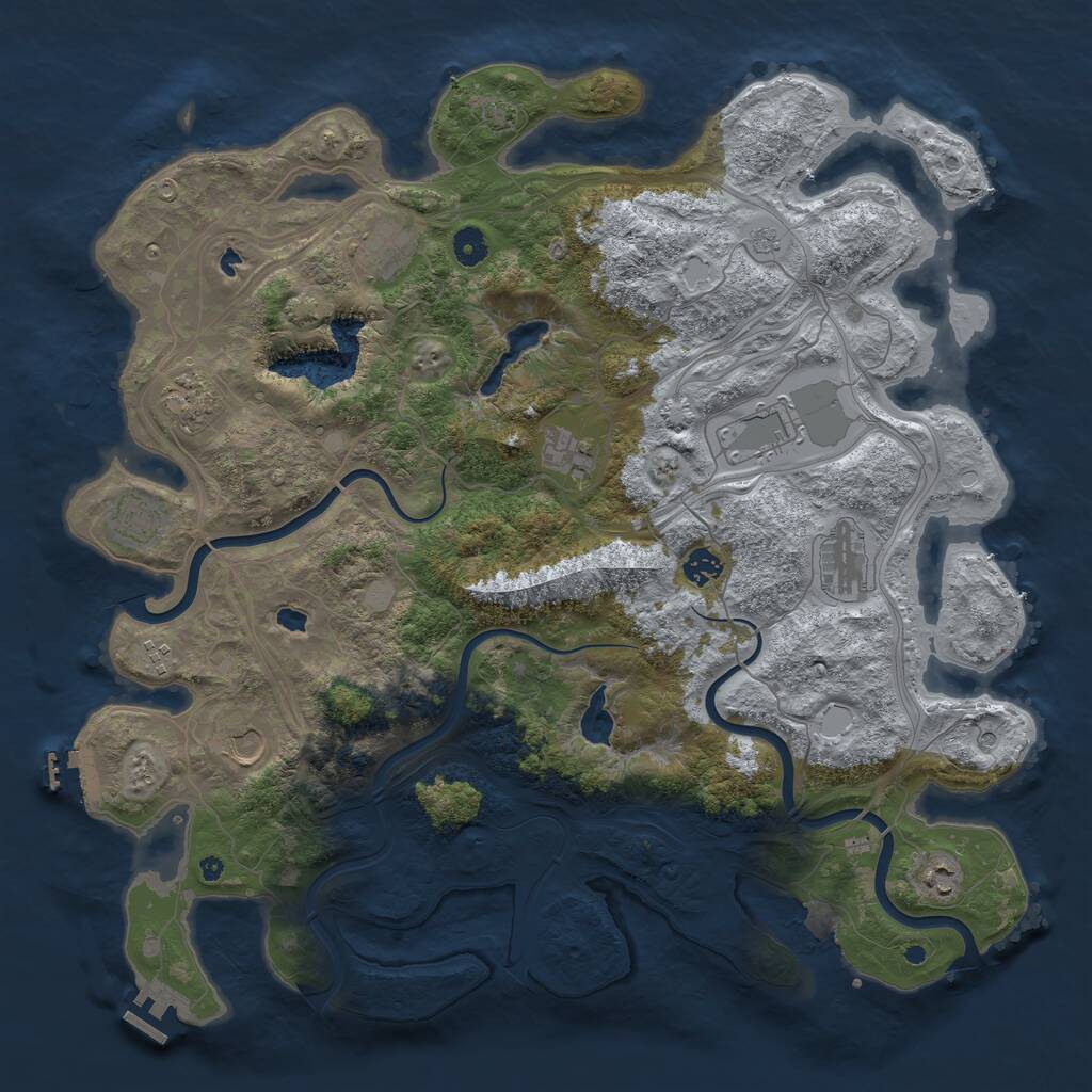 Rust Map: Procedural Map, Size: 4500, Seed: 99544463, 16 Monuments