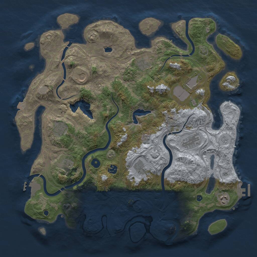 Rust Map: Procedural Map, Size: 4250, Seed: 875824078, 16 Monuments