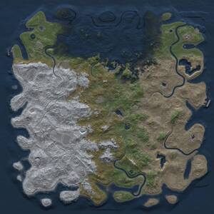 Thumbnail Rust Map: Procedural Map, Size: 6000, Seed: 495660397, 17 Monuments