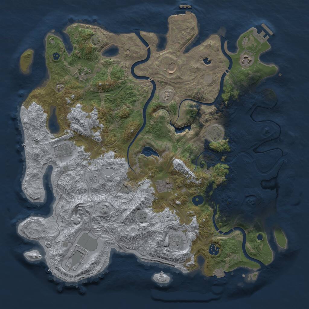 Rust Map: Procedural Map, Size: 4250, Seed: 718547702, 16 Monuments