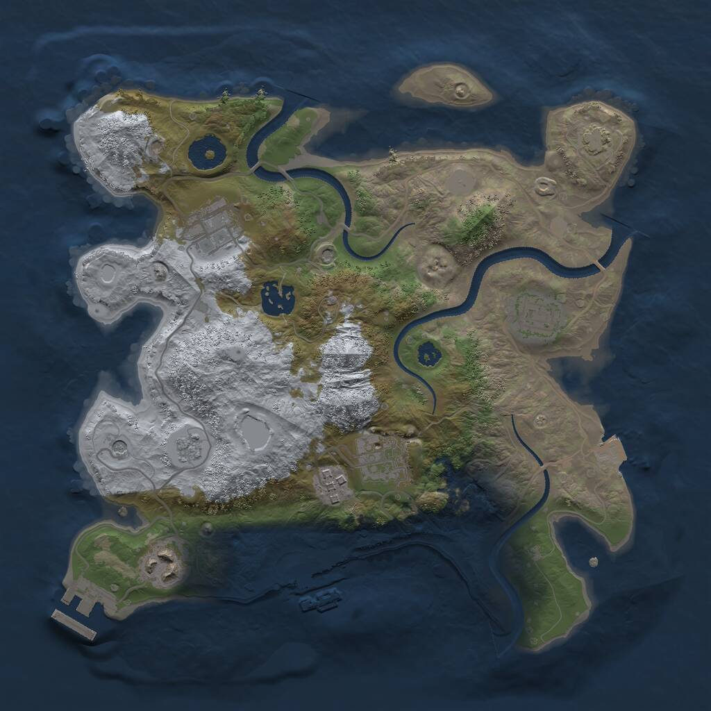 Rust Map: Procedural Map, Size: 3000, Seed: 442825542, 12 Monuments