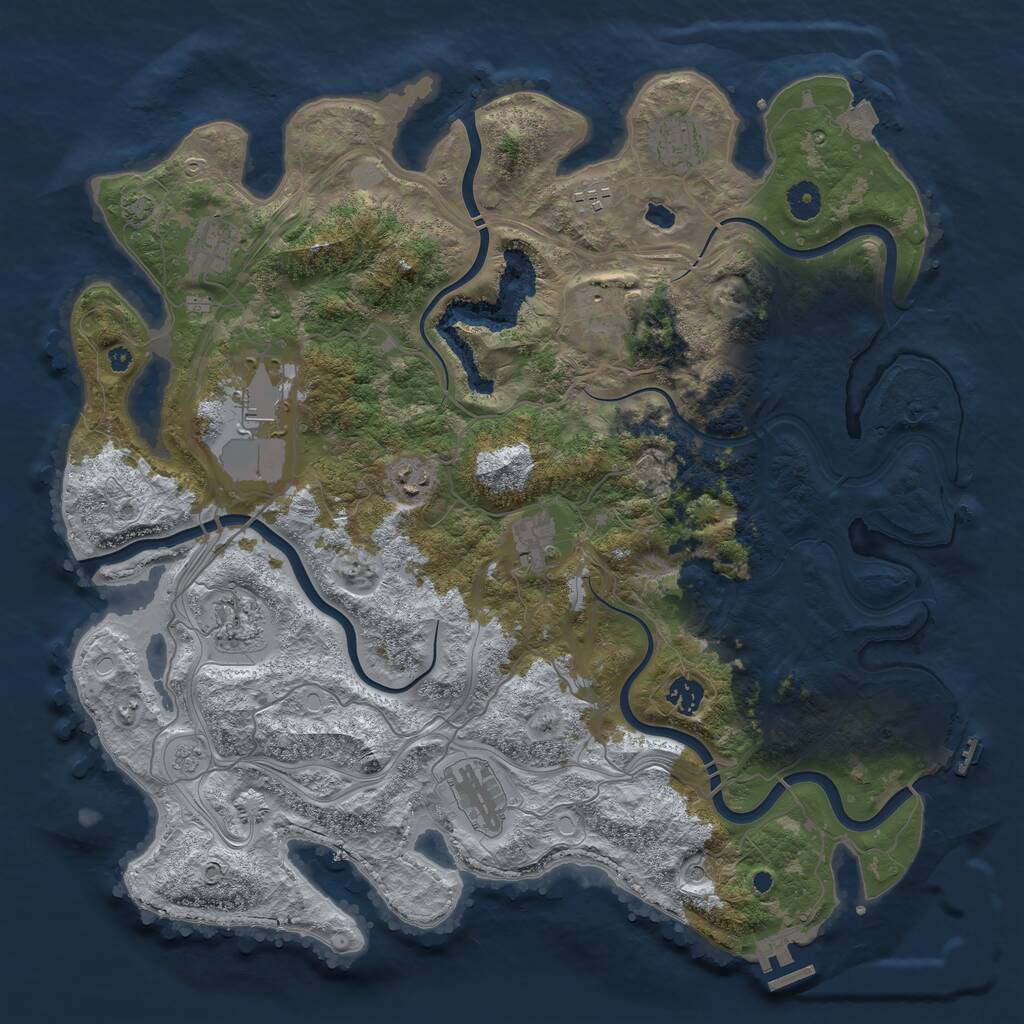 Rust Map: Procedural Map, Size: 4250, Seed: 45289, 16 Monuments